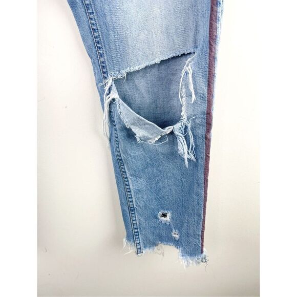 Abercrombie & Fitch Annie High Rise Girlfriend Jeans With Red Stripe Size 28 / 6 - Picture 6 of 16